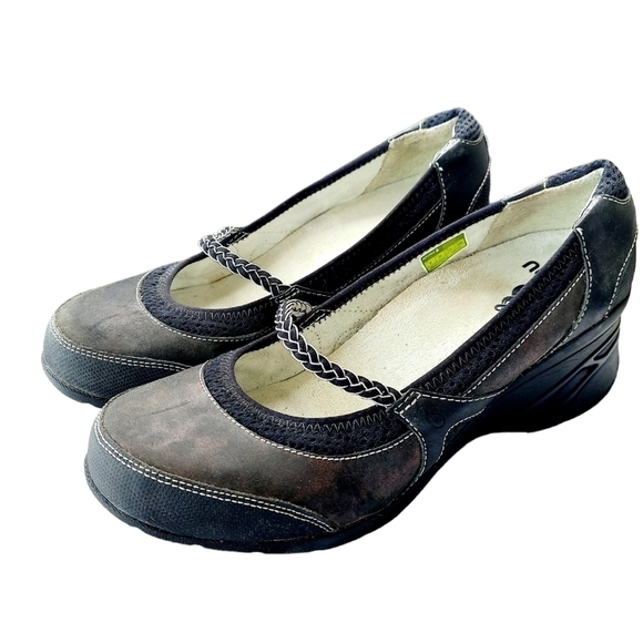Ahnu Mary Jane Comfort Shoe Size 9 Black Slip On Wedge Vibram Sole Arch Support - Picture 6 of 16